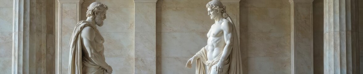 Naklejka premium Majestic Unfinished Marble Statue A Contemporary Sculpture in Progress, showcasing raw texture and smooth detail, embodying artistic creation.