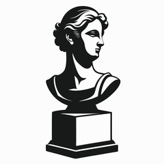 Elegant Black and White Illustration of a Classical Bust Sculpture