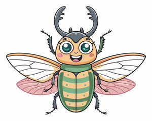 Cute Beetle Coloring Book for Kids – Big-Eyed Cartoon Bugs with Smiles & Fun Expressions