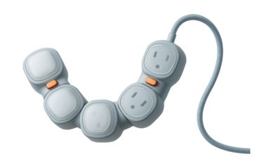 Flexible power strip with adjustable outlets, perfect for use in a child?s room to safely connect various nightlights.