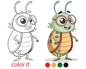Cute Beetle Coloring Book for Kids – Big-Eyed Cartoon Bugs with Smiles & Fun Expressions