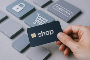 A secure digital transaction concept highlights the process online shopping and checkout efficiency