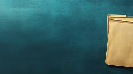 Two file folders on a teal surface