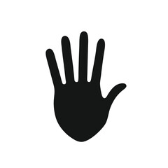 High-Resolution Black Silhouette of a Human Hand with Five Fingers Extended, Ideal for Graphic Design Projects and Digital Art