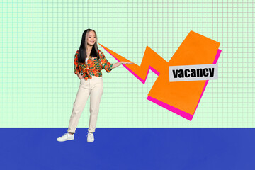 Banner 3d poster image art collage of happy businessman businesswoman receive cv employment...