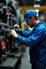 Technician Performing Meticulous Machinery Inspection for Preventative Maintenance