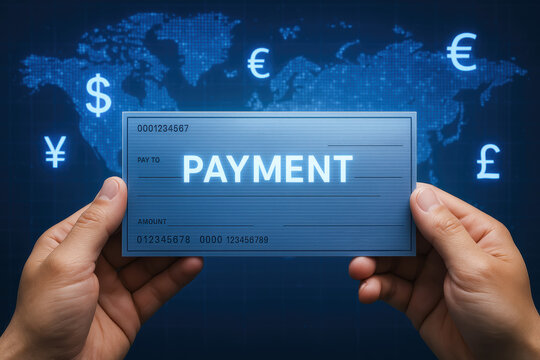 A digital payment concept symbolizes global currency exchange and secure financial transactions worldwide