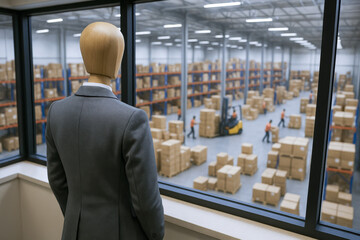 Strategic oversight in logistics ensures efficient operations and workflow within a busy warehouse center