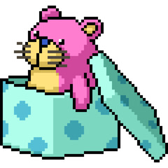pixel art of stuffed bear present box