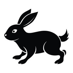 Elegant Black Silhouette of a Rabbit, Hare Illustration Vector Graphic Design