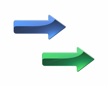 Two blue arrows isolated on white