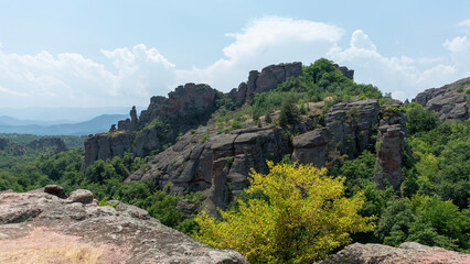 mountain landscape with blue sky and clouds