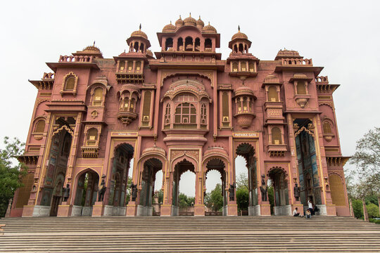 Patrika Gate representing Rajasthani architecture welcoming tourists in Jaipur, India