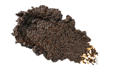 Sugar coffee scrub swatch isolated on transparent background. Cosmetic exfoliation scrub texture. Handmade coffee scrub for body care.