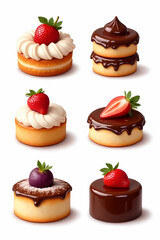 set of different kinds of cake
