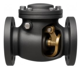 Durable swing check valve used in a light-industrial setting for controlling water flow in large pipelines.
