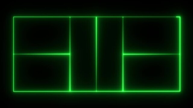 futuristic digital icon video of a high-tech pickleball court. 