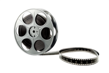  film reel and strip movie as cinema production isolated on white background PNG,AI GENERATED