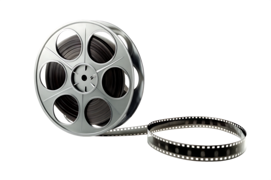  film reel and strip movie as cinema production isolated on white background PNG,AI GENERATED