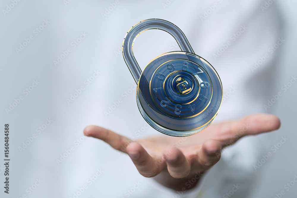 Poster Secure your data with strong passwords and encryption.  Cybersecurity is key!