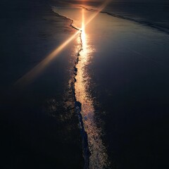 Sunrise over a frozen expanse of water