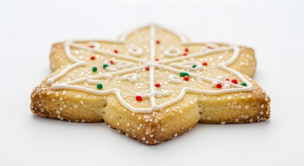 Delicious Star Shaped Sugar Cookie With Icing And Sprinkles
