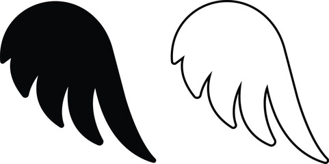 Wing icon set, wing logo designs. Various artistic bird, angel, bat, eagle, and minimalist wing vector collection isolated on transparent for branding, tattoos, emblems, or fantasy design projects.