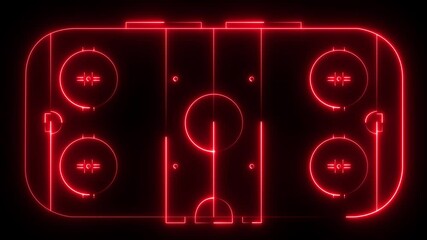 ice Hockey court  icon animation on black background. futuristic digital icon video of a high-tech ice Hockey  court . - Powered by Adobe