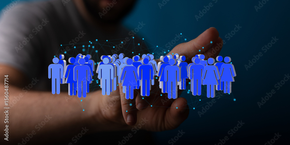 Poster image depicts a hand interacting with a network of diverse people, symbolizing global community and 
