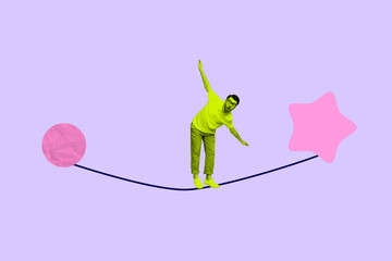 Trend image 3d artwork photo collage of happy businesswoman businessman receive star review...