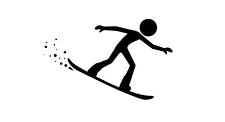 Fototapeta premium Snowboarding stick figure silhouette vector illustration for winter sports design and graphics art on transparent background