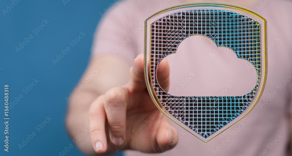 Poster Image depicting secure cloud technology, data protection, and cybersecurity.