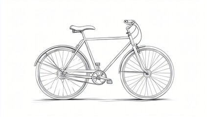 Naklejka premium Classic Bicycle Line Drawing Illustration Retro Vintage Bike Sketch Design