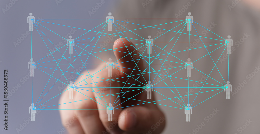 Poster Abstract image of a complex network, showcasing interconnectedness and digital interaction.