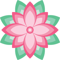 Colorful Flat Vector Illustration of Mandala Lotus Flower Pattern for Yoga and Meditation Background