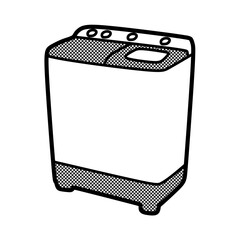 black and white twin tub washing machine line art