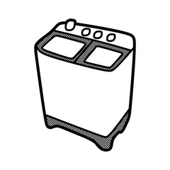 black and white twin tub washing machine vector