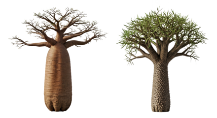 Adansonia Digitata & Pachypodium Geayi Isolated - Arid Climate Plants & Trees