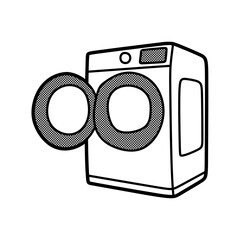 washing machine slanted left view with open door