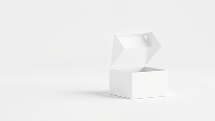 White Cube Gift Box Mockup with Hinged Lid