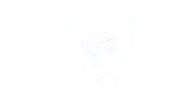 Abstract Blue Geometric Cube With White Highlights On Black Background Isolated Transparent Background