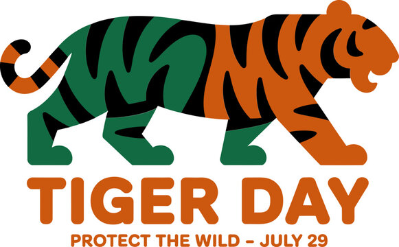 Bold tiger day slogan design with striped tiger standing for international protection day july 29 theme poster - Powered by Adobe