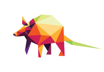 Colorful Armadillo Logo Polygon Vector. Armadillo in Colorful Abstract Low Poly. Armadillo Polygonal Illustration Vector.