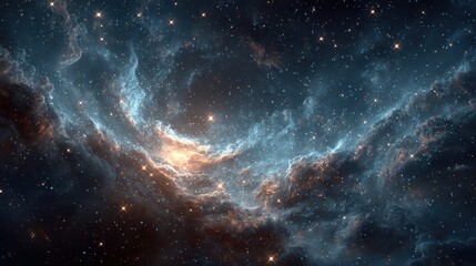 Glimpse of the Milky Way and starry night sky with nebulous clouds in a beautiful atmospheric display of outer space