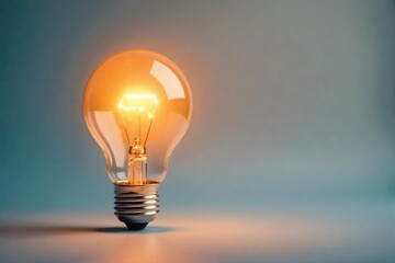 Glowing Light Bulb Inspiration, Innovation, and New Ideas on Bright Background