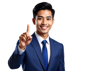 Businessman planning with sticky notes transparent background