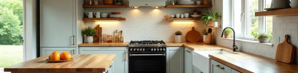 Cozy Modern Kitchen Perfect for Couples Ample Counter Space, Farmhouse Sink, Ideal for Cooking and Entertaining