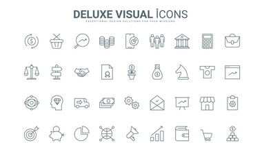 Finance, market success strategy thin black and red line icons set vector illustration. Outline business organization and vision of growth by trend charts, symbols of startup and team management