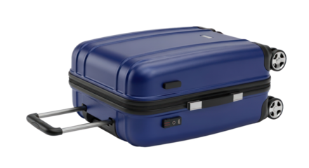 Blue Hard Shell Suitcase With Wheels And Handle On Transparent Background