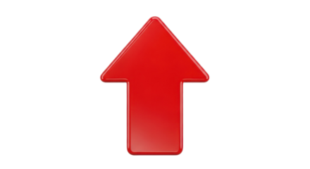 Bold Red Arrow Pointing Upward With White Border Isolated Transparent Background